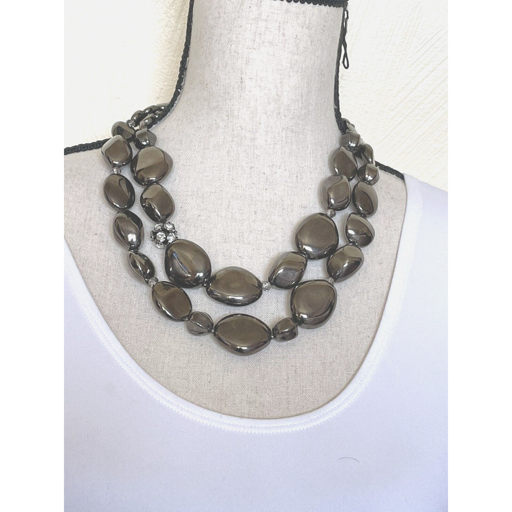 Chico's Vintage Women's Necklace silver double strand necklace w/bling